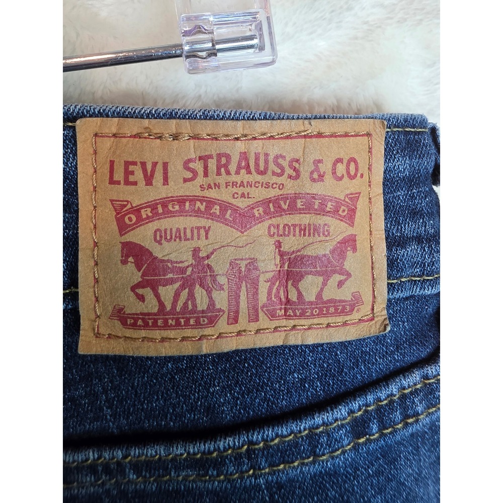 Levis 711 Skinny Jeans Womens 31 Distressed Knee Dark Wash Denim Indigo - Picture 3 of 10